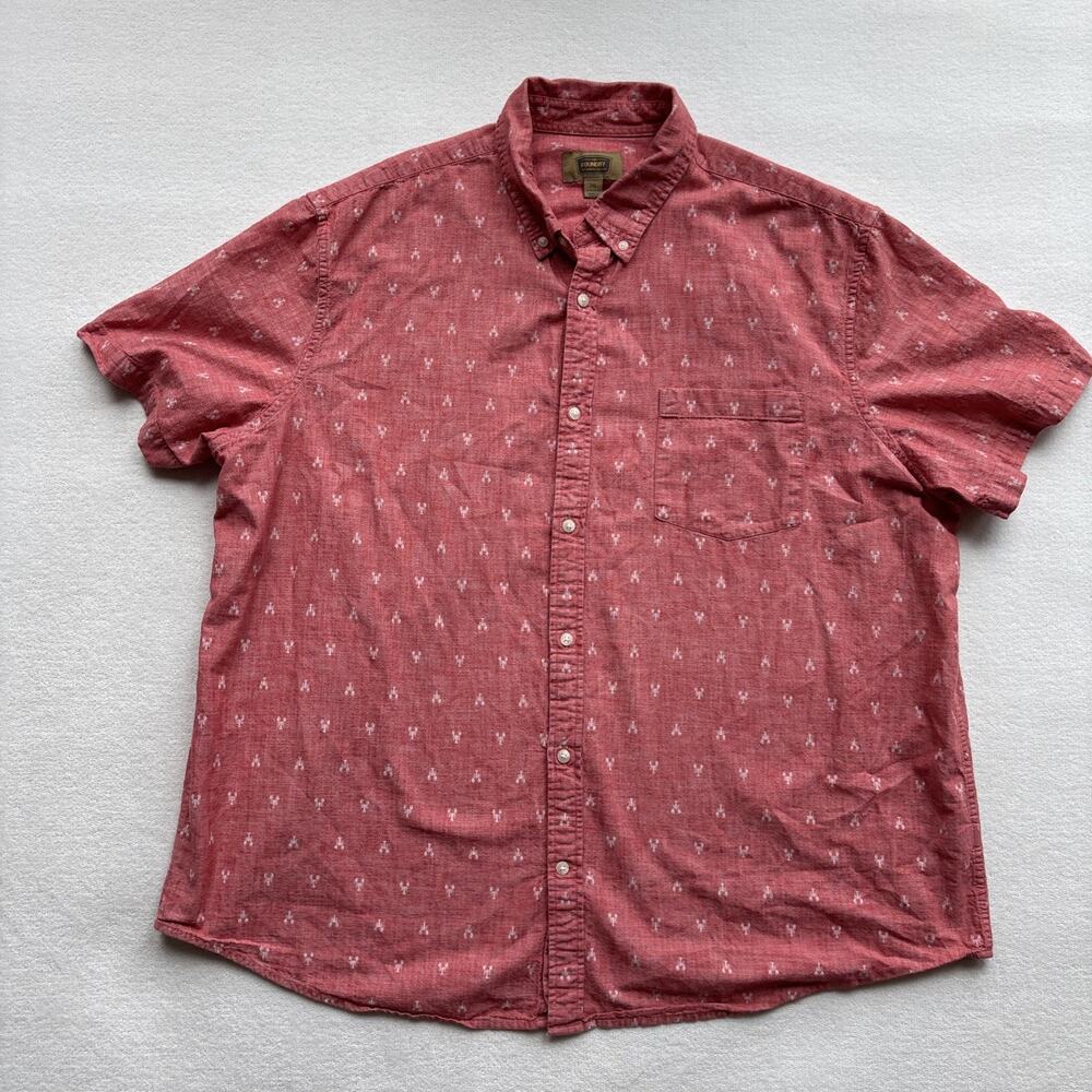 The Foundry Supply Co Lobster Print Shirt Mens 2XL Red Short Sleeve Button Down